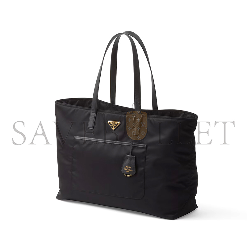 Pra*a Pra*a re-edition 1978 large re-nylon and saffiano leather tote bag 1bg527 (43*31*15cm)